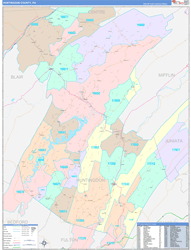 Huntingdon County, PA Wall Map Color Cast Style 2024