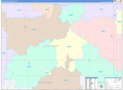 Hutchinson County, SD Wall Map Color Cast Style 2024
