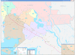 IberiaParish (County), LA Wall Map Color Cast Style 2023