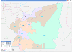 Idaho County, ID Wall Map Color Cast Style 2024