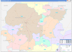 IndependenceCounty, AR Wall Map Color Cast Style 2024