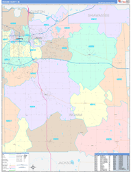 Ingham County, MI Wall Map Color Cast Style 2024
