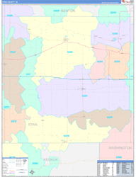 Iowa County, IA Wall Map Color Cast Style 2024
