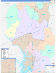 Iredell County, NC Wall Map Color Cast Style 2024