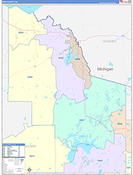 Iron County, WI Wall Map Color Cast Style 2026