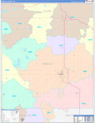 Isabella County, MI Wall Map Color Cast Style 2024