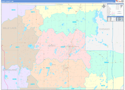 Isanti County, MN Wall Map Color Cast Style 2024