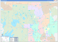 Itasca County, MN Wall Map Color Cast Style 2024
