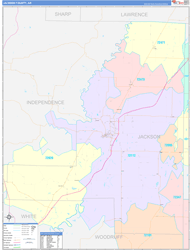 Jackson County, AR Wall Map Color Cast Style 2024