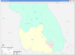 Jackson County, CO Wall Map Color Cast Style 2024