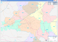 Jackson County, GA Wall Map Color Cast Style 2024