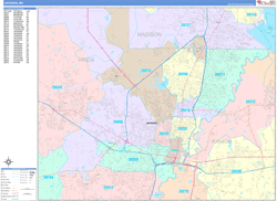 Jackson County, MS Wall Map Color Cast Style 2024