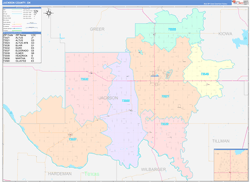 Jackson County, OK Wall Map Color Cast Style 2024