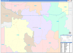 Jackson County, SD Wall Map Color Cast Style 2024