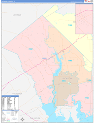 Jackson County, TX Wall Map Color Cast Style 2024