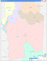 Jasper County, GA Wall Map Color Cast Style 2024