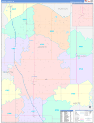 Jasper County, IN Wall Map Color Cast Style 2024