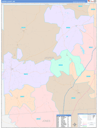 Jasper County, MS Wall Map Color Cast Style 2024