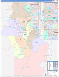Jefferson County, CO Wall Map Color Cast Style 2024