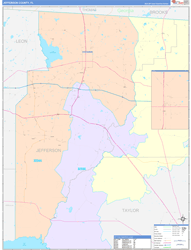 Jefferson County, FL Wall Map Color Cast Style 2024