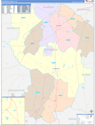 Jefferson County, GA Wall Map Color Cast Style 2024