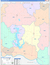 Jefferson County, KS Wall Map Color Cast Style 2026
