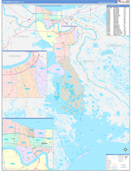 Jefferson Parish (County) ColorCast Wall Map