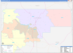 Jefferson County, OR Wall Map Color Cast Style 2024