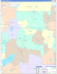 Jefferson County, WI Wall Map Color Cast Style 2024