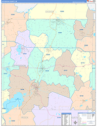Jefferson County, WI Wall Map Color Cast Style 2026