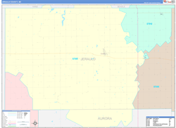 Jerauld County, SD Wall Map Color Cast Style 2024