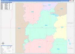 Jewell County, KS Wall Map Color Cast Style 2024