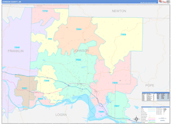 Johnson County, AR Wall Map Color Cast Style 2024