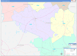 Johnson County, GA Wall Map Color Cast Style 2024