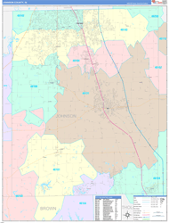 Johnson County, IN Wall Map Color Cast Style 2024