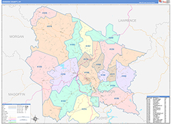 Johnson County, KY Wall Map Color Cast Style 2026