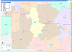 Johnson County, MO Wall Map Color Cast Style 2024