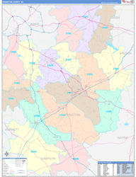 Johnston County, NC Wall Map Color Cast Style 2024