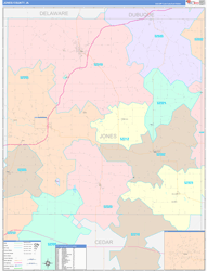 Jones County, IA Wall Map Color Cast Style 2024