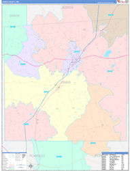 Jones County, MS Wall Map Color Cast Style 2024