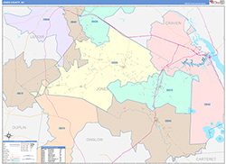 Jones County, NC Wall Map Color Cast Style 2026