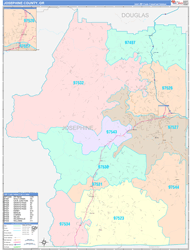 Josephine County, OR Wall Map Color Cast Style 2024