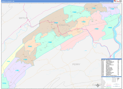 Juniata County, PA Wall Map Color Cast Style 2024