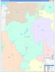 Kanabec County, MN Wall Map Color Cast Style 2024