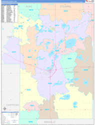 Kandiyohi County, MN Wall Map Color Cast Style 2024