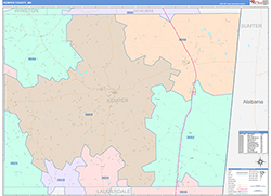 Kemper County, MS Wall Map Color Cast Style 2026