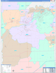 Kendall County, IL Wall Map Color Cast Style 2024
