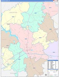 Kershaw County, SC Wall Map Color Cast Style 2026