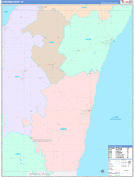 Kewaunee County, WI Wall Map Color Cast Style 2024