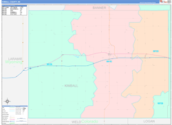Kimball County, NE Wall Map Color Cast Style 2024